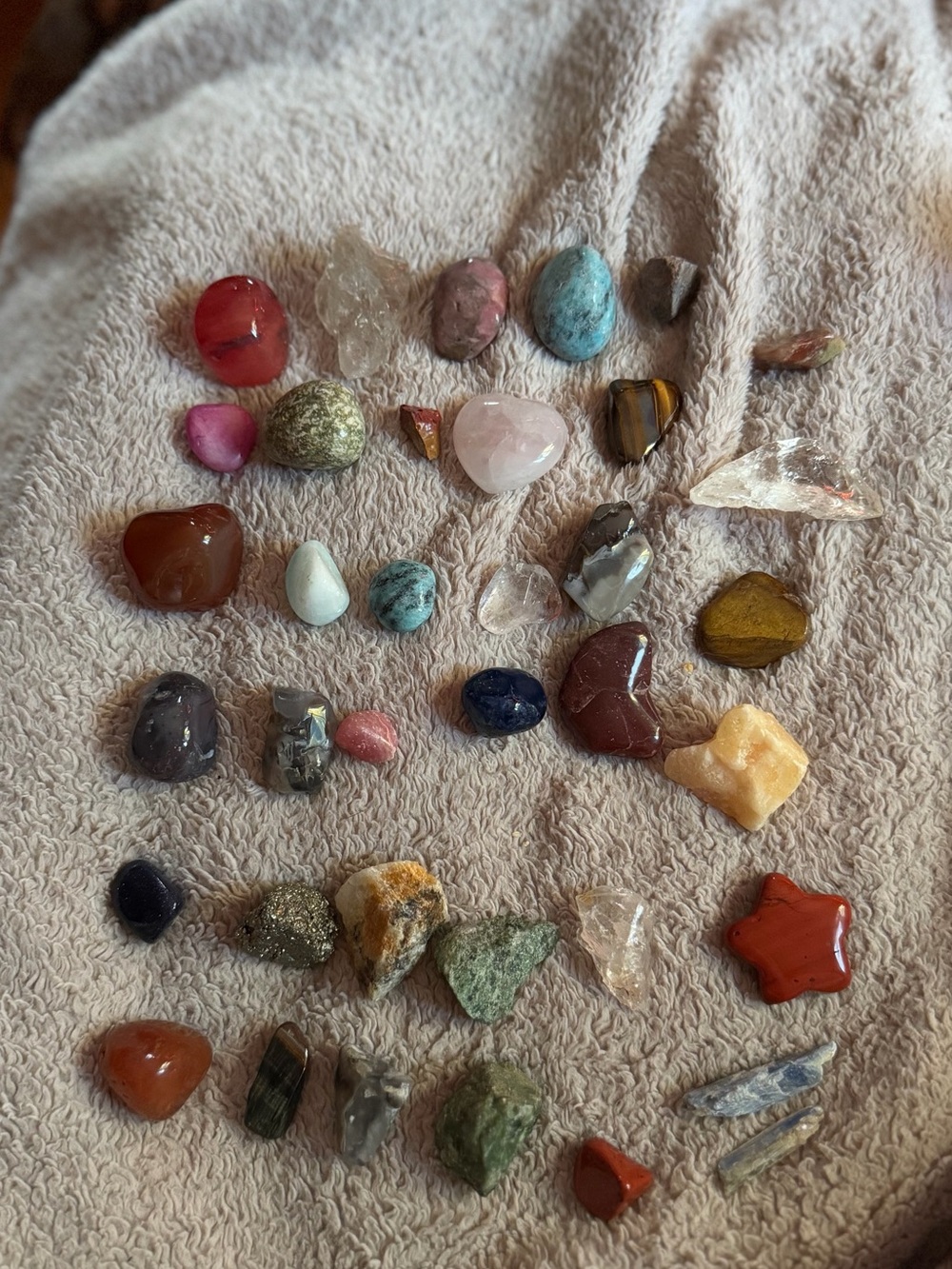 Assorted Polished Gemstone Collection 35 small tumbles & 6 crystal chunks